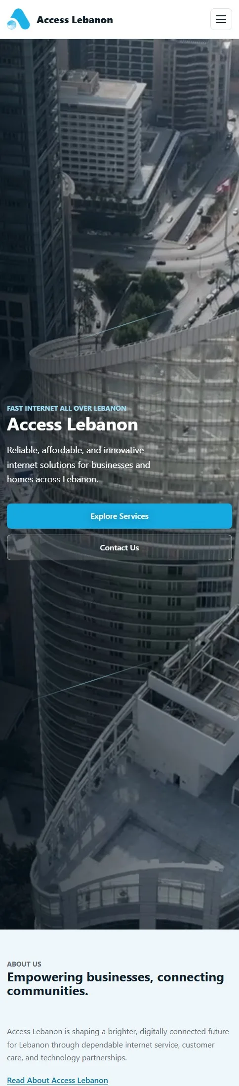 Home page, mobile