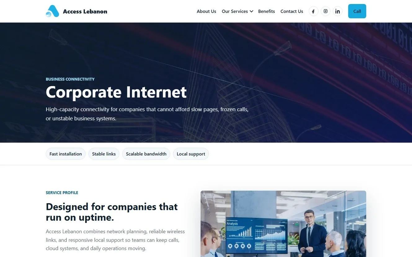 Corporate internet page