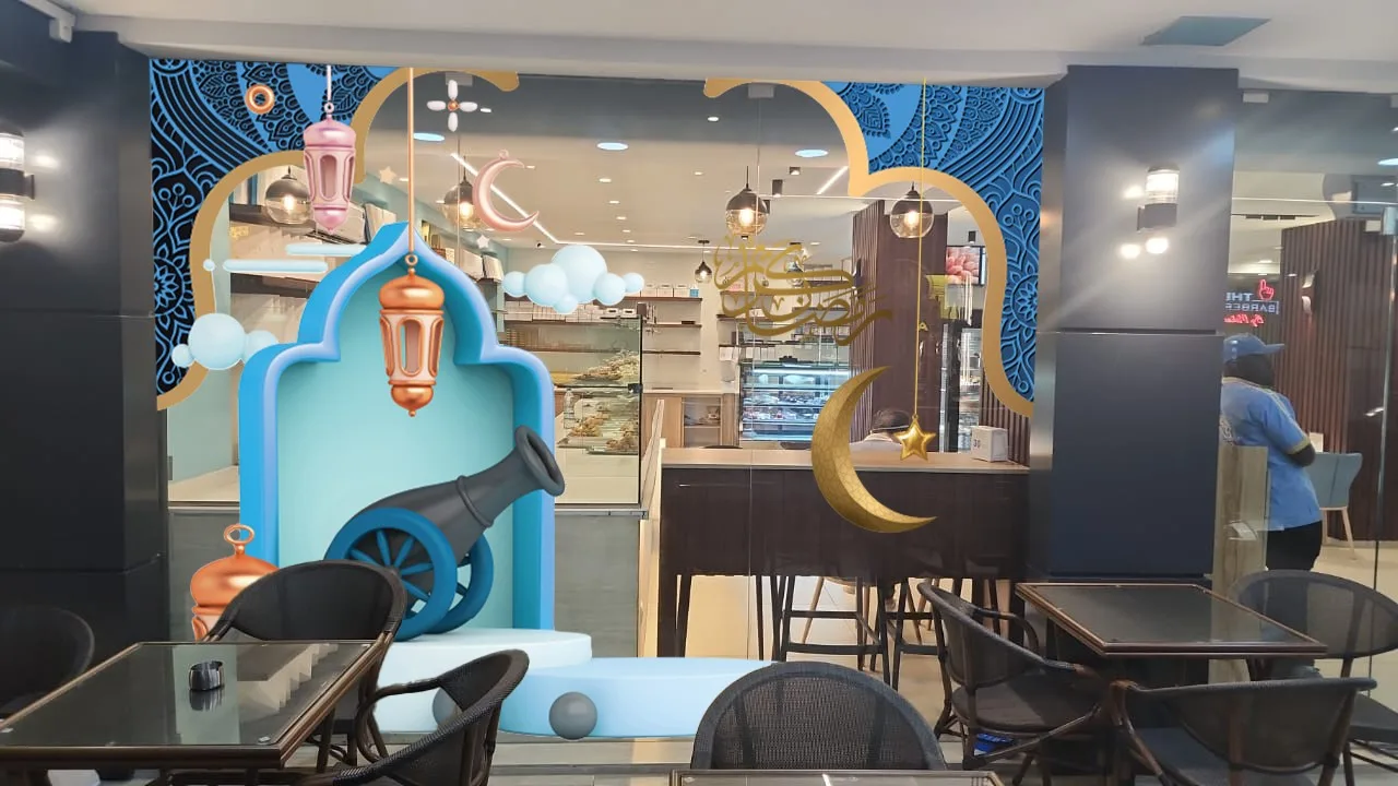 Storefront with Ramadan graphics