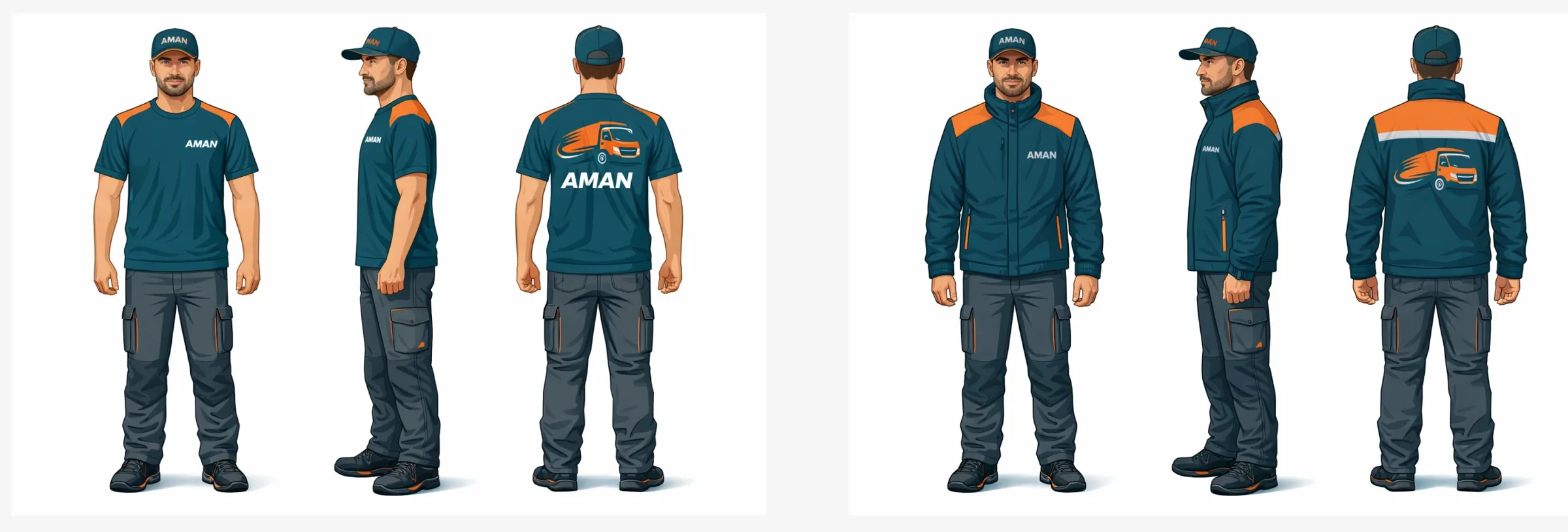 Crew uniforms, t-shirt and jacket