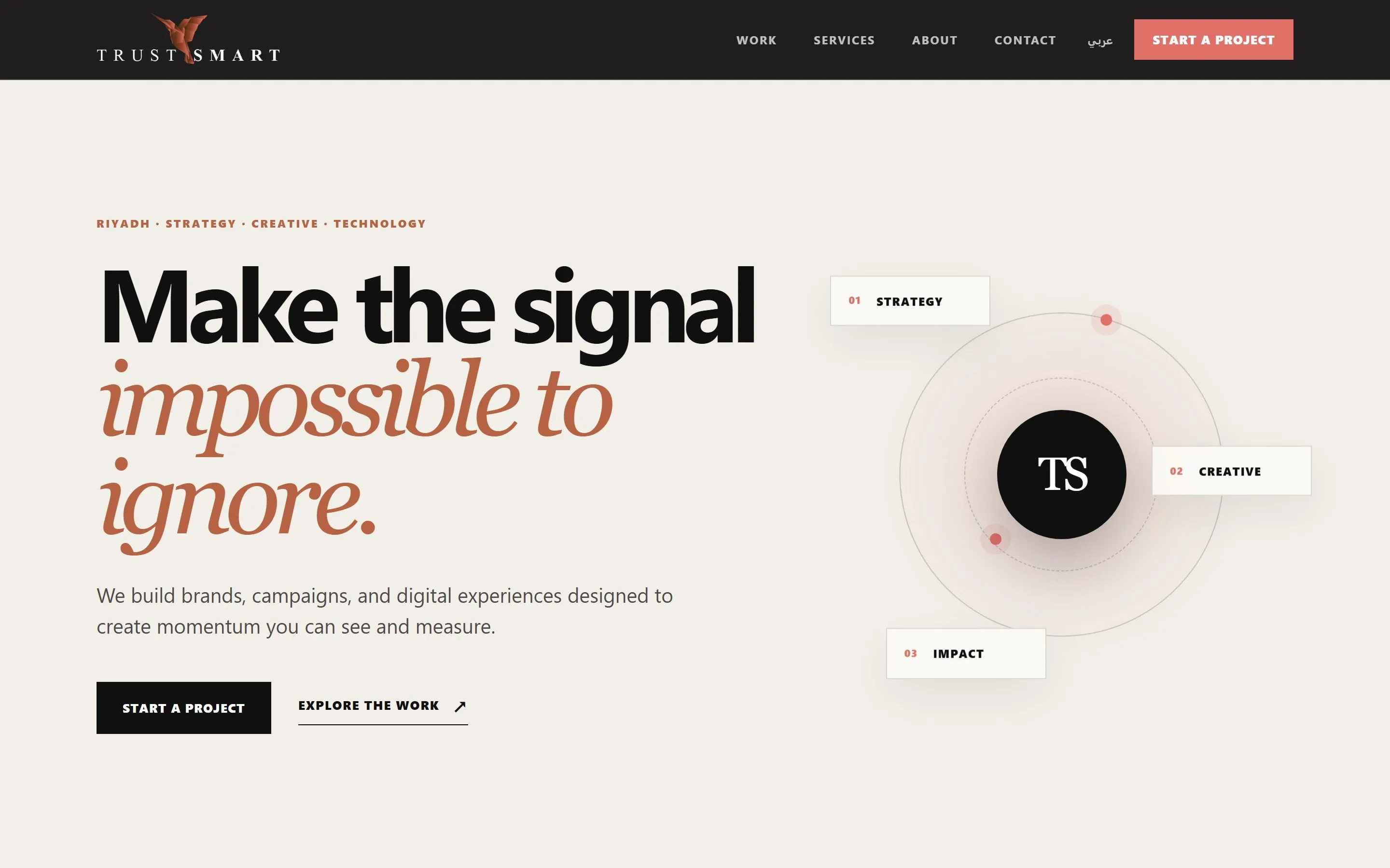 Trust Smart home page, desktop